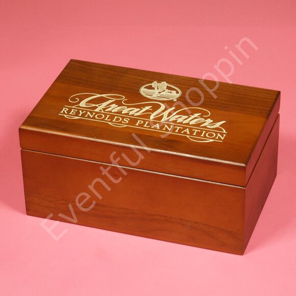 Great Waters Reynolds Plantation Lake Oconee Golf Odds And Ends Wood Box Brown - Picture 1 of 7